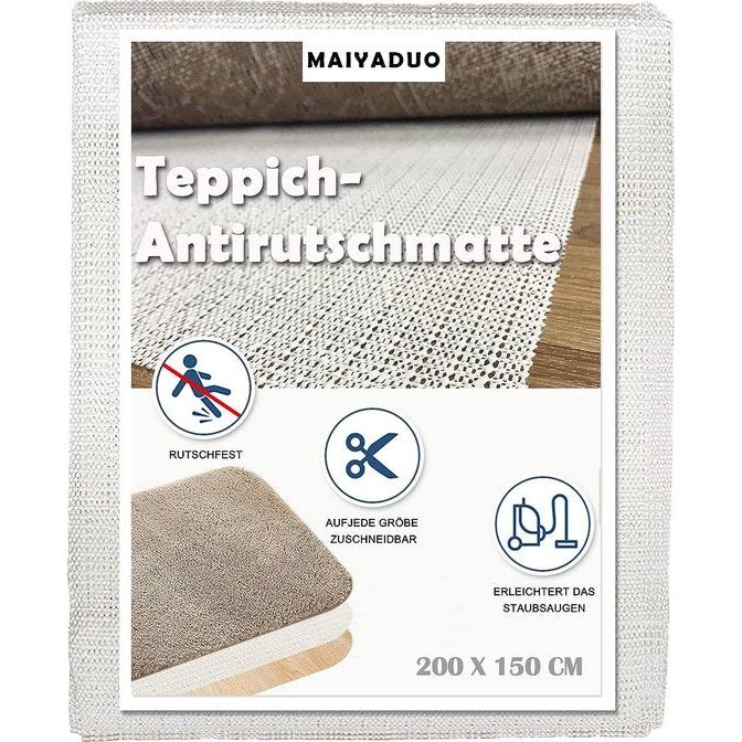 Premium ondertapijt antisliptapijt antislipmat antislip tapijtstopper uitsnijdbare slipmat universeel voor tapijtlades planken lade, 200 x 150 cm