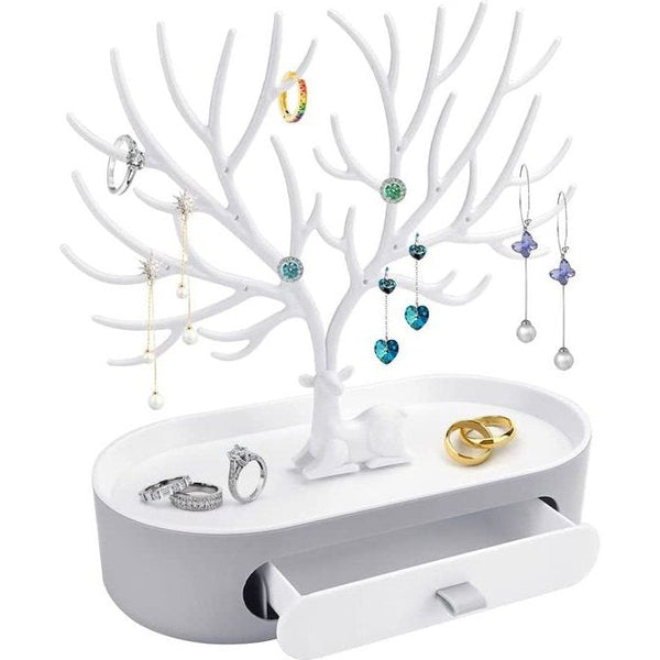 sieradenstandaard, sieradenhouder voor winkels, sieradenboom voor kettingen, armbanden, witte sieradenhouder van plastic, oorbelhouder voor halskettingen, armbanden