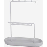 Sieradenstandaard, wit, sieradenorganizer, sieradenboom van metaal voor kettingen en keramiek, sieradenrek voor ringen, oorbellen, armbanden, horloges en accessoires, 17,5 x 7 x 22 cm