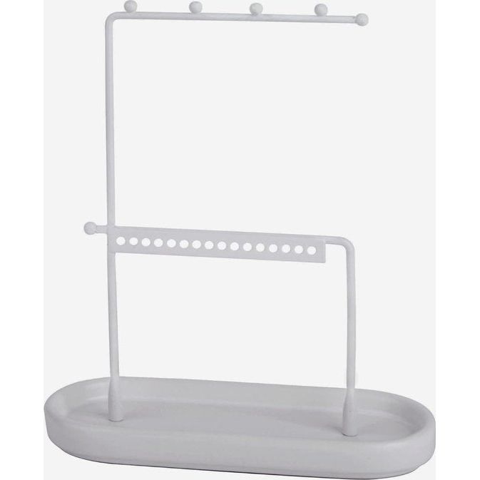 Sieradenstandaard, wit, sieradenorganizer, sieradenboom van metaal voor kettingen en keramiek, sieradenrek voor ringen, oorbellen, armbanden, horloges en accessoires, 17,5 x 7 x 22 cm