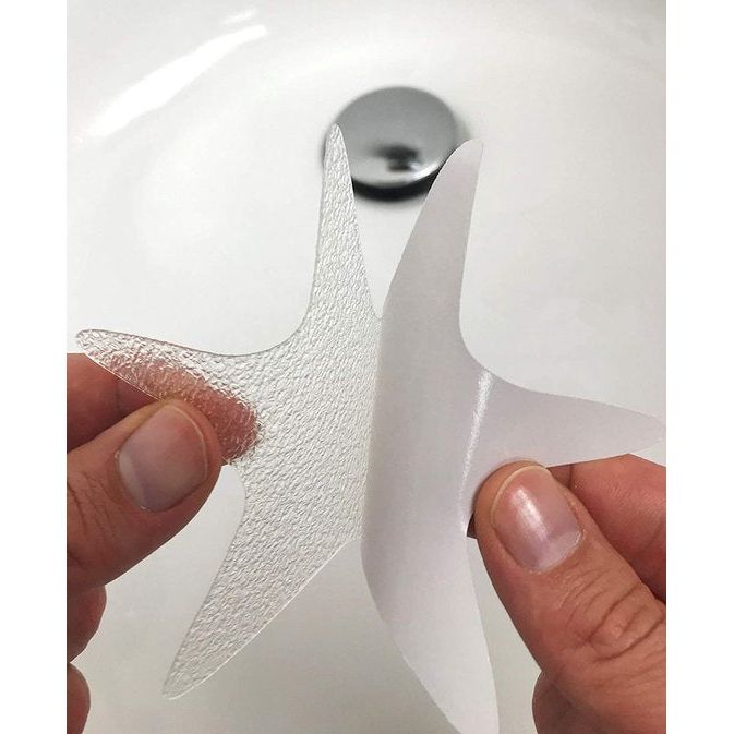 Antislipsticker, veiligheid met extra sterke grip in de douche, bad en op tegels, transparant zelfklevend, zeester antislipsticker, diameter 11 cm