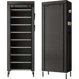 10 lagen 16 mm extra dikke staven stevige schoenenkast opbergorganizer standaard 58 x 28 x 170 cm met extra dikke Oxford stof stofdichte hoes houdt tot zwart