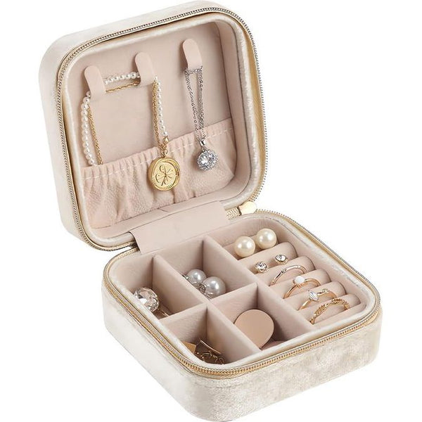 Jewelry Organizer-sieradenkistje voor meisjes, kleine sieradenkoffer, draagbaar, sieradendoosje met ritssluiting, sieradenkistje voor ringen, oorbellen, halskettingen