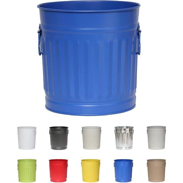 Retro Vintage Metalen Bak met Handgrepen Asemmer Wasmand Blauw Diameter 21 cm Hoogte 21,5 cm Inhoud 7 Liter