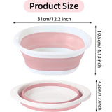 opvouwbare spoelbak, rond, 9 l, opvouwbare kuip, multifunctionele opvouwbare wasmand, campingkom, wasbak met handgrepen voor reizen, camping, badkamer en keuken (31 cm, roze)