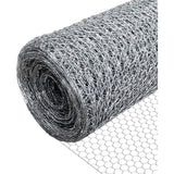 Mesh omheining, zeshoekig gaas, draadhek, kippengaas, kippengaas, kippengaas, breedte 25 mm, hoogte 100 cm, lengte 25 m, gegalvaniseerd zilver