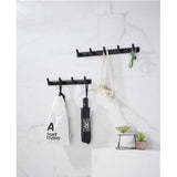 Handdoekrekhaak Wandkapstok met 5 haken 17,7 x 1,3 inch Moderne zwarte kleerhangerhouder