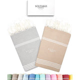 XXL strandhanddoek, groot, 100 x 200 cm, van katoen, saunahanddoek, badhanddoek, hamamdoek, yogadeken, pestemal, voor dames en heren, geschenkdoos, extra groot en licht, 100 x 200 cm (pastelgrijs-beige, 2)