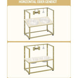 Verhoogde hondenbakken, 5 in hoogte verstelbare voerbakken, verhoogde hondenbakstandaard met 2 roestvrijstalen bakken, gekanteld ontwerp, eenvoudige installatie, met naamplaatje en bel, goud