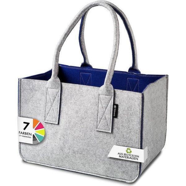 Vilten boodschappentas, grote boodschappentas met handvat, boodschappenmand, opvouwbare brandhouttas voor het opbergen van hout, veelzijdige draagtas ook voor het opbergen van speelgoed, kleur: grijs