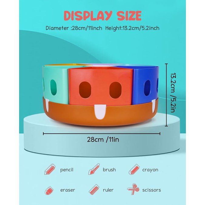 Roterende pennenhouder Bureau-organizer - Kindercontainer voor opruimen en opbergen, roterende plank voor kantoorbenodigdheden, schoolbenodigdheden, ambachten
