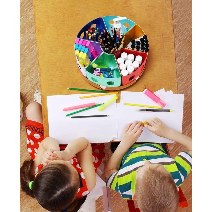 Roterende pennenhouder Bureau-organizer - Kindercontainer voor opruimen en opbergen, roterende plank voor kantoorbenodigdheden, schoolbenodigdheden, ambachten