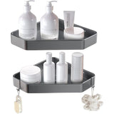 Doucheplank zonder boren doucherek aluminium driehoek douchemanden 2 stuks badkamerrek met 2 haken badkamerrek keukenrekken, lichtgrijs