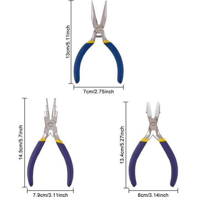 3-delige sieradentang gereedschapsset, 6-in-1 bail making striptang, dubbele nylon sieradentang en kettingneus, sieradentang voor doe-het-zelf kralen knutselproject