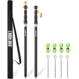 Tarpaulin Poles, Heavy Duty Tent Poles, Set of 2, Adjustable Aluminium Tent Poles for Tarps, Lightweight and Portable Telescopic Tarpaulin Poles for Camping, Hiking, Hammock etc. 4 Segments