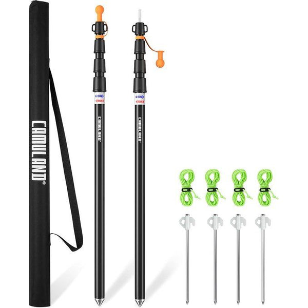 Tarpaulin Poles, Heavy Duty Tent Poles, Set of 2, Adjustable Aluminium Tent Poles for Tarps, Lightweight and Portable Telescopic Tarpaulin Poles for Camping, Hiking, Hammock etc. 4 Segments