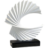 Abstracte sculptuur, moderne decoratie in wit, decoratieve spiraal van hars, 28 cm hoog, voor woonkamer, slaapkamer, bureaublad, kasten