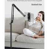 Tablet Floor Stand with 3kg Base, Angle Heights Adjustable Foldable Arm Phone Holder for Bed Sofa Use, Holder for 4.7-11 Inch iPad Pro Air Mini, iPhone, Samsung Tab, Kindle, E-Reader