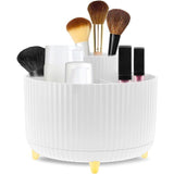 Make-up organizer, 360° roterende borstelorganizer Kaptafelorganizer, 5 compartimenten Cosmetische organizer Oogschaduwborstel Lippenstifthoes voor kaptafel, slaapkamer, badkamer, Wit