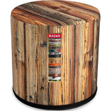 KADAX - Zitpoef, Poef, ronde poef, Ø 40.5x41 cm - houtlook, poef met wasbare overtrek, zitzak, vloerkussen, decoratieve kruk, voetenbank, zitkussen, stoffen kruk - Lichtbruin