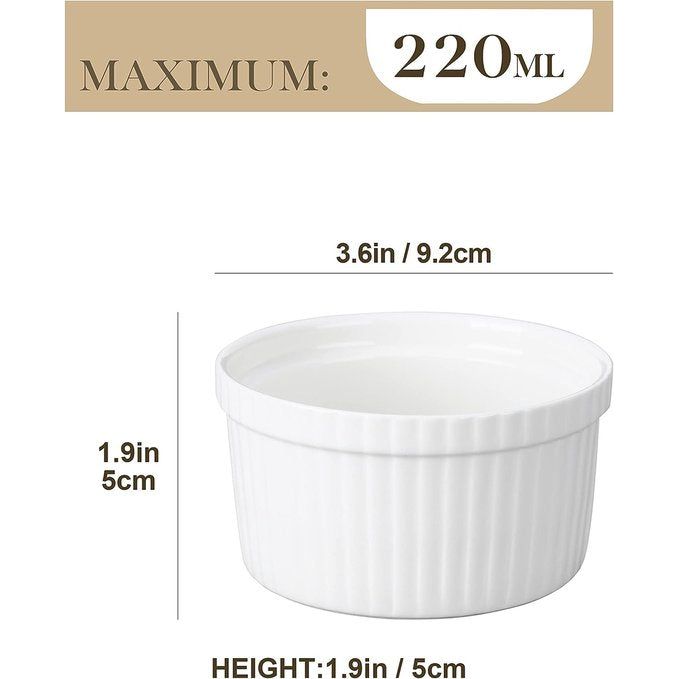 serie ramekin.Dish, 12 4-delig set, Mini vormpjes pasteivormen cakevorm – 9 cm Ø porselein muffin Cupcake Back vormpjes pasteien vorm