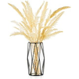 Glazen bloemenvaas met geometrische metalen plankstandaard, kristalheldere terrariumplantenbak, knopglasvazen voor bloemen, hydrocultuurplant, middelstuk voor bruiloft op thuiskantoor, zwart, 21,5 cm