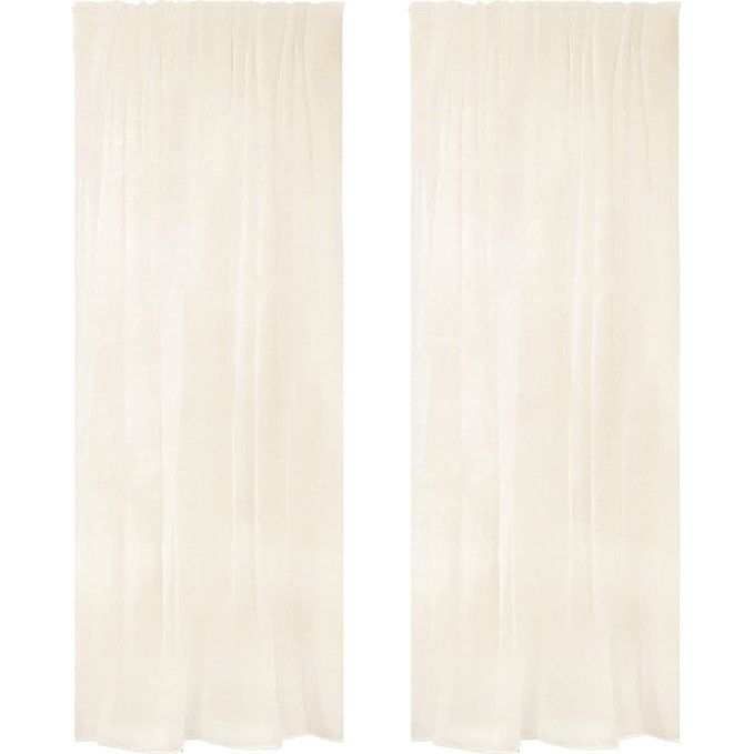 Set van 2 gordijnen transparant met lint 140x225cm