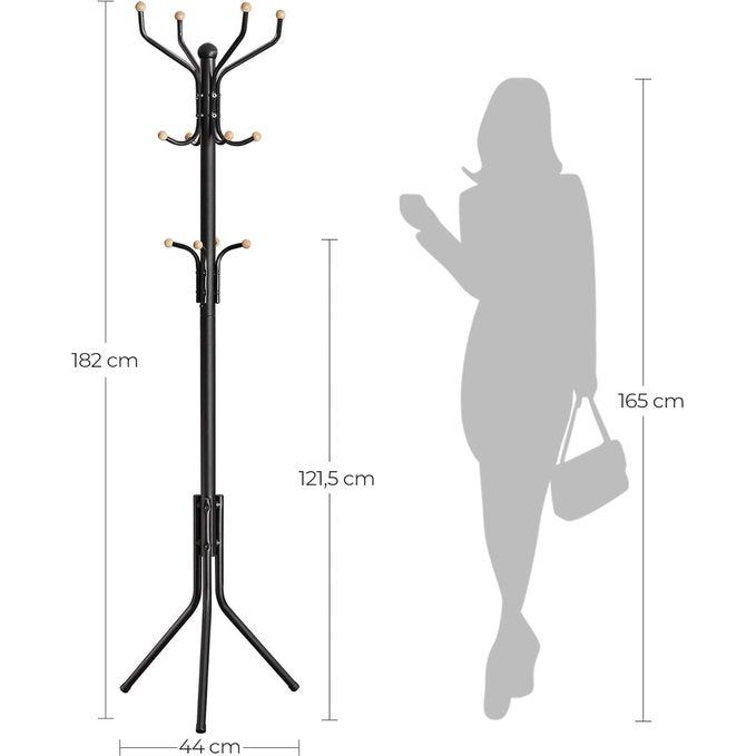 Kledingstandaard, hoogte 182 cm, standvastig, zwart/wit
