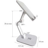 Stabiele standaard voor tablet, iPad en mobiele telefoon; opvouwbaar en verstelbaar, kleur: wit