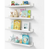 Set van 4 wandkleden in wit - 58 cm lang - wandhanger voor foto's en decoraties - ideaal voor kinderkamer, werkkamer