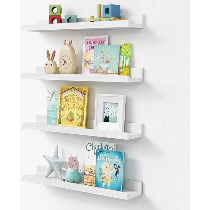 Set van 4 wandkleden in wit - 58 cm lang - wandhanger voor foto's en decoraties - ideaal voor kinderkamer, werkkamer