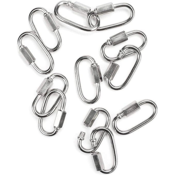 Quick Connect roestvrijstalen karabijnhaken - robuuste ovale D-vormige vergrendelingsclips voor buiten/binnen, kamperen en wandelen