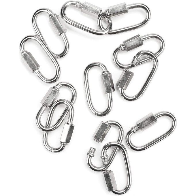 Quick Connect roestvrijstalen karabijnhaken - robuuste ovale D-vormige vergrendelingsclips voor buiten/binnen, kamperen en wandelen