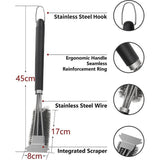 Grillborstels, reinigingsborstels met extra lange borstelharen, tandenborstelspatel en PP-warmed-isolatiegreep, voor gasgrill, houtskoolgrill, kogelgrill, elektrische grill en grillrooster.