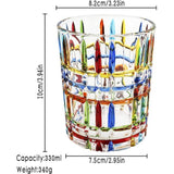 handbeschilderd stijlvol cocktailglas kleurrijk gestreept kristalwijnglas voor Scotch-, Bourbon-, likeur- voor Scotch-liefhebbers (gebeitst vintage glasstrip)