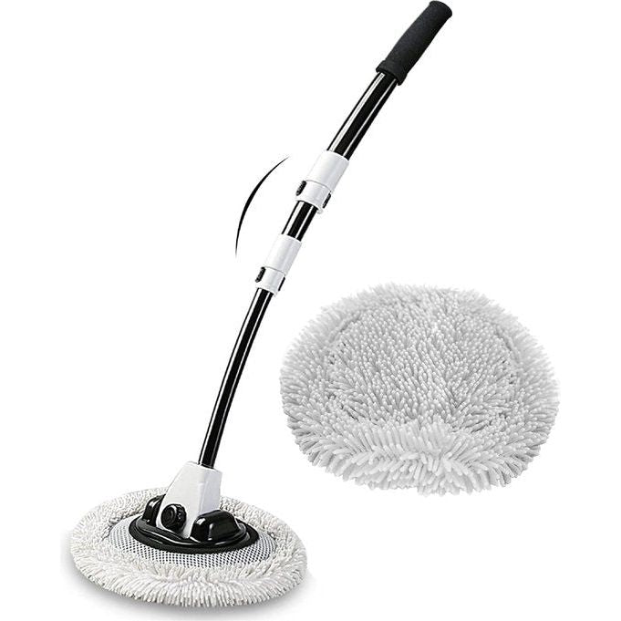 15° boog autowasborstel met lange handgreep, telescoop staal, 109 cm, aluminium autoborstels, zachte autowasmop, flagrant, reinigingsborstels voor vrachtwagens, suv, caravans, wasborstel, camper, microvezelmop