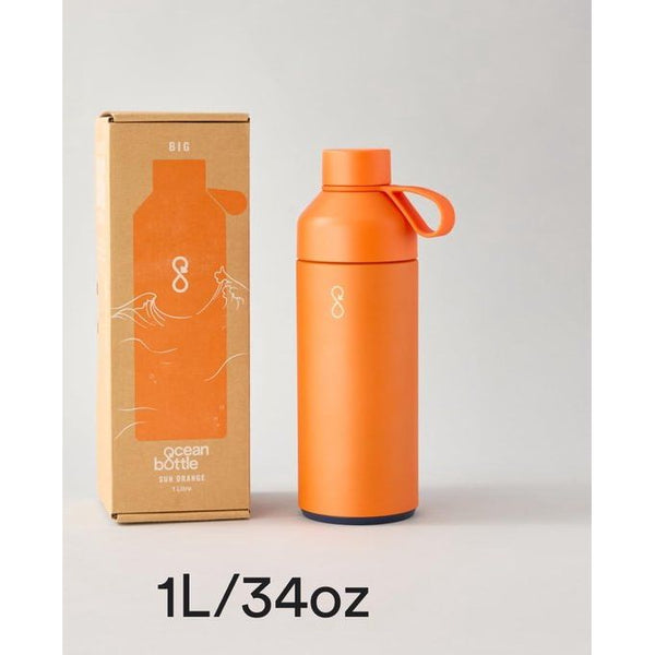 Reusable Water Bottle Made of Recycled Stainless Steel - Environmentally Friendly & Reusable - Sun Orange - 1L