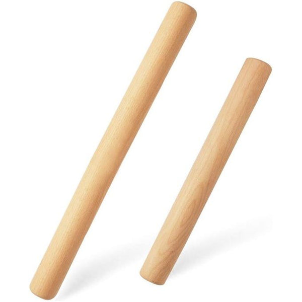 Deegroller beukenhout - deegroller klein - rolling pin voor pizza, fondant, cake, koekjes, pasta | 2-delige set