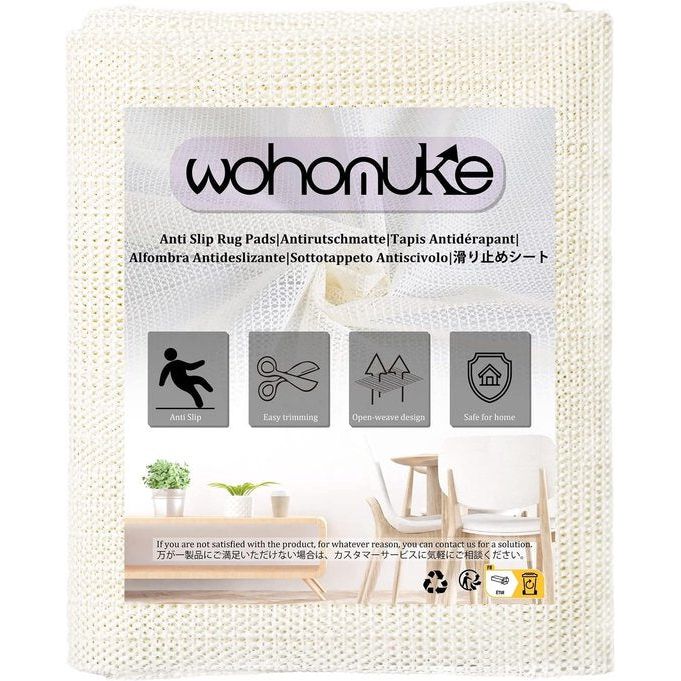Antislipmat, antisliponderlaag, antislip, op maat te snijden, universeel voor tapijten (wit, 60 x 180 cm)