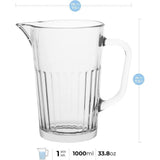 Glazen kruik 1L glazen waterkruik met handige handgreep voor sapmelk Sangria waterkaraf transparant glas | vaatwasmachinebestendig | Collectie Arvid | 19 cm hoog | Capaciteit 1000 ml