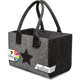 Premium vilten tas shopper, grote boodschappentas met handvat, winkelmandje, opvouwbare brandhoutzak voor het opbergen van hout (donkergrijs/lichtgrijs)