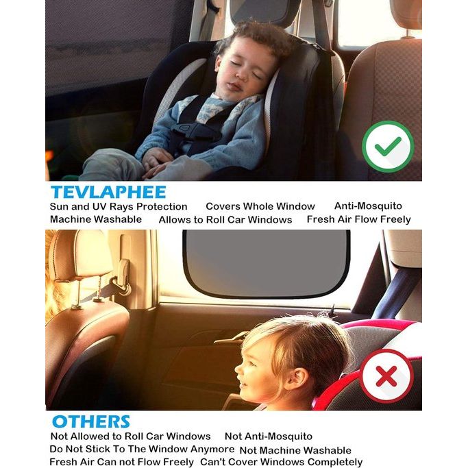 Autozonwering voor kinderen, universele zonneklep, autonet, zonwering voor de auto met gecertificeerde UV-voor zijruiten, meshmateriaal, beschermt passagiers, baby's, kinderen en huisdieren