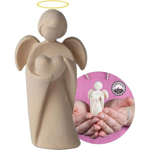 "Klassieke beschermengel van arvenhout, met hart, hoogte 9 cm, cadeau voor doop of Kerstmis, handwerk" "Klassieke beschermengel gemaakt van arvenhout, met een hart, hoogte 9 cm, cadeau voor doop of Kerstmis, handgemaakt"