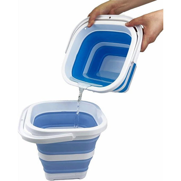 Opvouwbare rechthoekige praktische mand/emmer (babyblauw + citroen (set van 2)