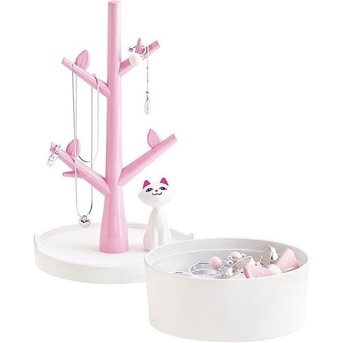 sieradenhouder, organizer voor sieraden, halskettingen, oorbellen, armbanden, haarbanden roze