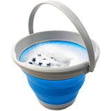 5,5 l inklapbare kunststof emmer, opvouwbare ronde kuip, draagbare wateremmer om te vissen, ruimtebesparend (grijs/hemelsblauw)