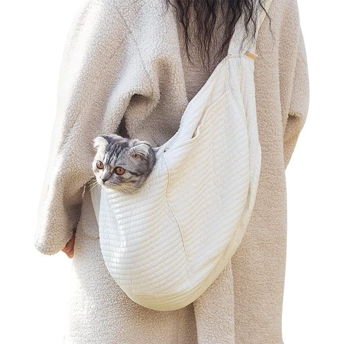 Schoudertas voor huisdieren, ademende brede schouderriem, draagbare transporttas voor huisdieren, geschikt voor kleine honden, katten