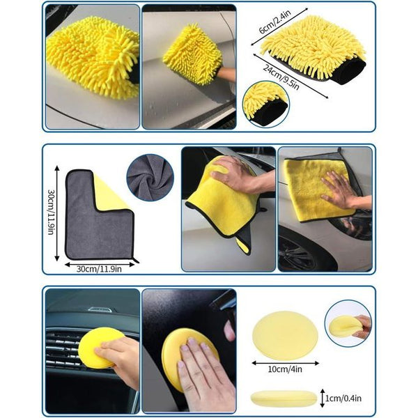 Autoreinigingsset, 23 stuks auto-verzorgingsset, detailkwasten, autowasset voor het reinigen van de auto, binnen en buiten, ventilatiegleuf, dashboard, motor, wielen, huishoudelijke reiniging