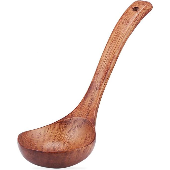 Wooden Soup Ladle, Natural Wood Soup Spoon, Porridge Spoon, 27 cm Length