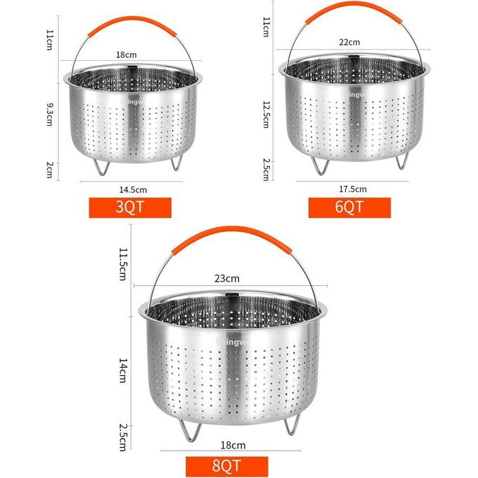 Direct pot mand, roestvrijstalen groentestoommand, stoommandinzet voor potten (6qt)